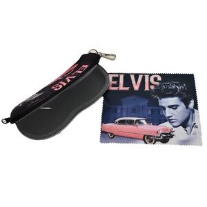 NWT Elvis glasses Sunglasses Case pink Cadillac & soft cleaning cloth